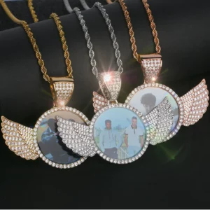 Circle Picture Charm with Wings and Rope Chain